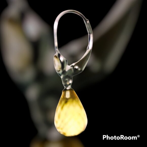 Savvy Cie Jewels Womens Amber Quartz Sterling Silver Conic Teardrop Earrings New - Picture 3 of 8